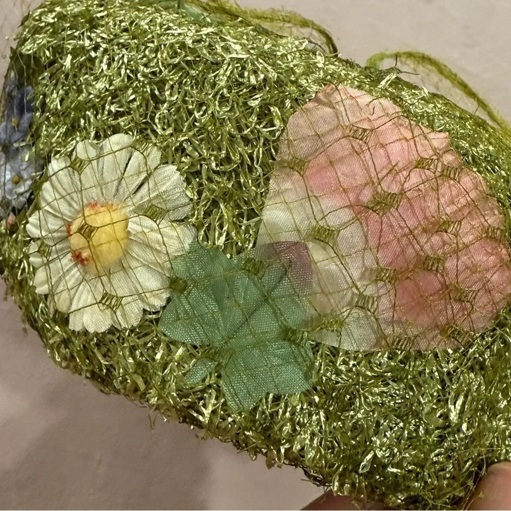 Vintage Rare Hutzler’s Pillbox Floral Tulle Net Fascinator Hat Green White Pink - Picture 13 of 15